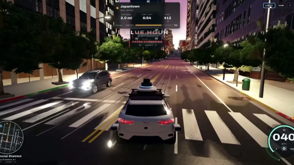 Robotaxi drives San Francisco streets in a teleoperator game