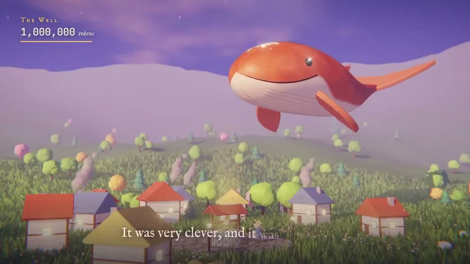 Orange whale drains a village well full of tokens