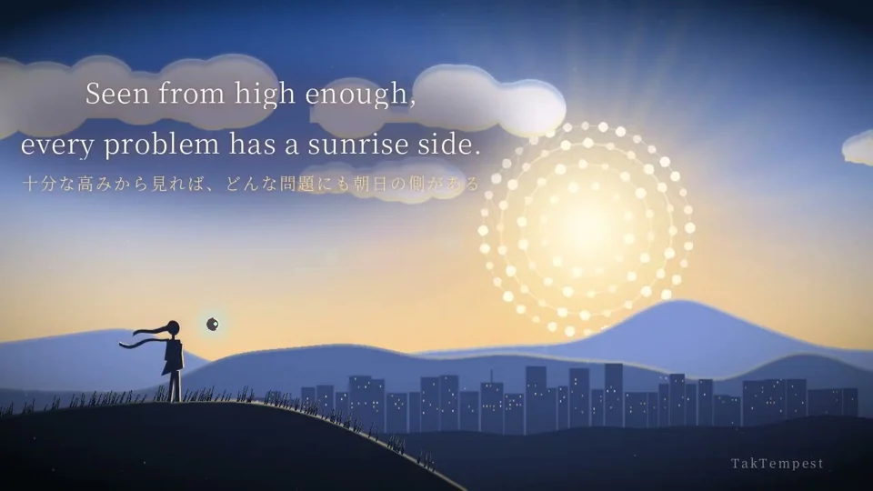 Silhouette watches the sun rise over a city in Like a Rising Sun