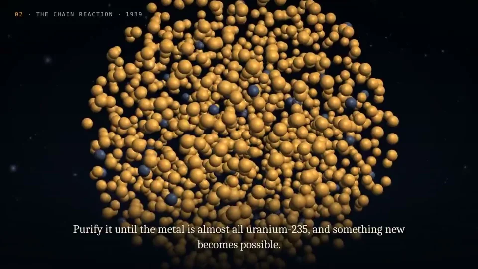 Atoms split and a reactor rises in a 3D atomic bomb history