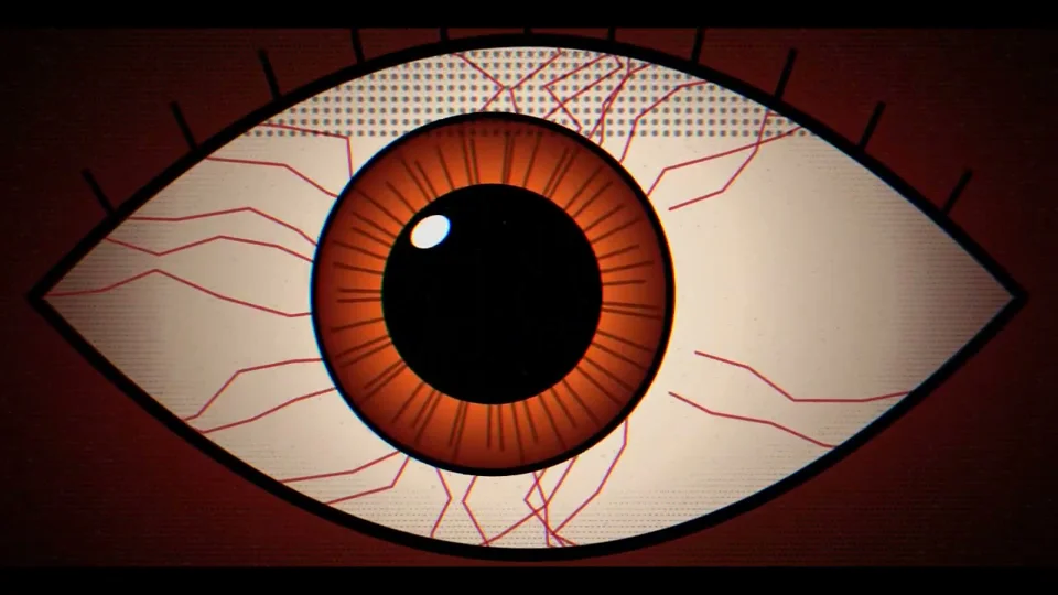 Spiky cartoon creature turns sinister in a glitchy cloud thriller