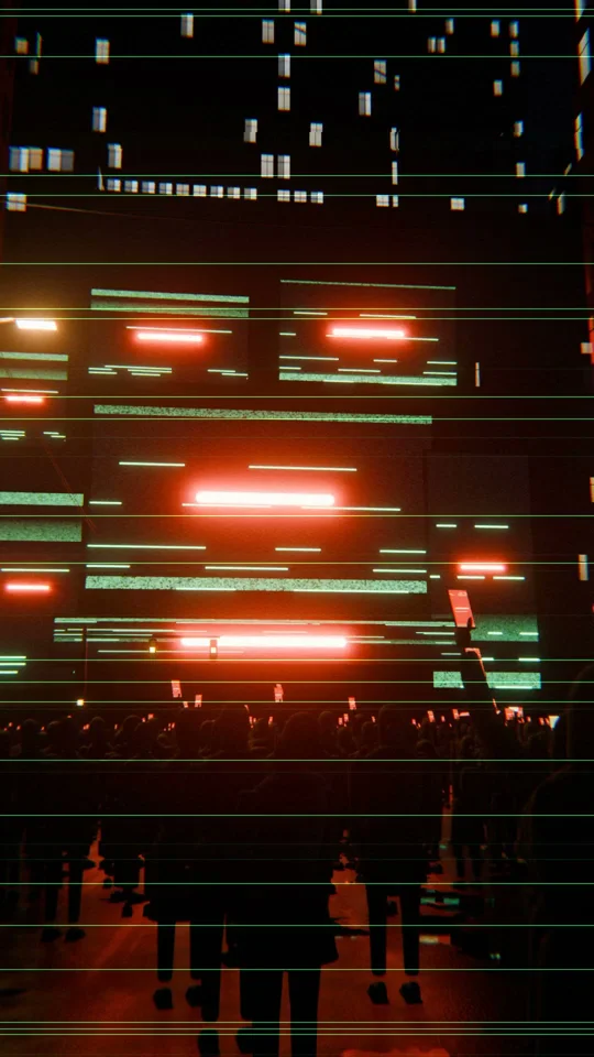 Alien ships descend on a burning city in a Blender music video