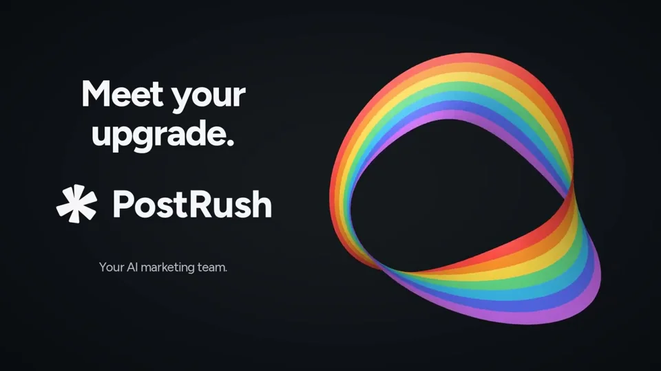Clean white product promo for a social posting service