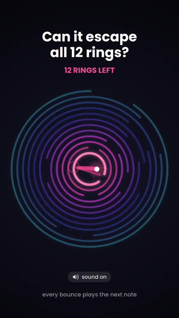 Ball escaping twelve rings