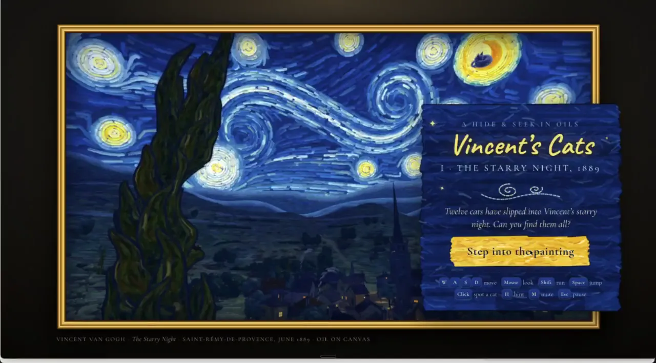 Starry Night cat-spotting game