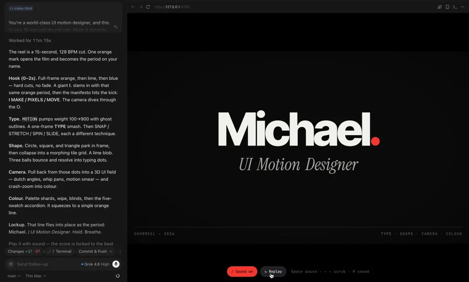UI motion designer 15-second showreel