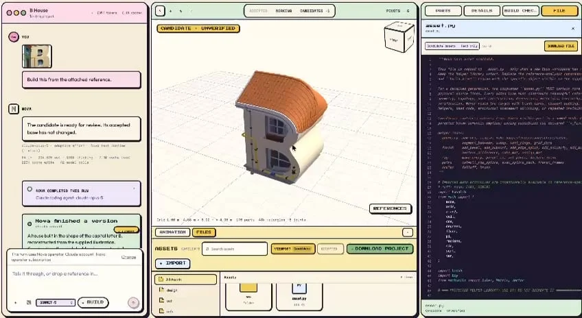 I made an 'IDE for 3D'. It's a workspace where you plug your own Claude/Codex as a Copilot to make editable, animation-ready 3D assets