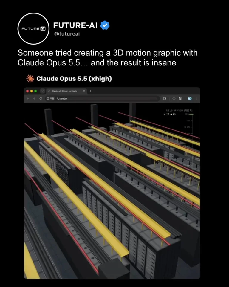 A creator used Claude Opus 5.5 to build an interactive 3D motion graphic centered on NVIDIA’s Blackwell GPU, developing the experience piece by piece over roughly an hour.