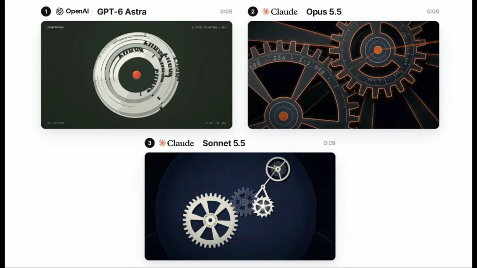 Opus 5.5 vs. GPT-6 Astra vs. Sonnet 5.5 in Motion Design