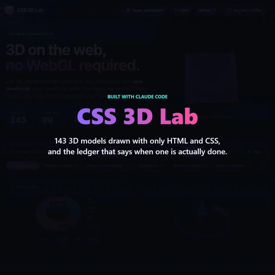 I built 143 CSS 3D models with Claude Code. The hard part wasn't the code, it was knowing when one was actually done