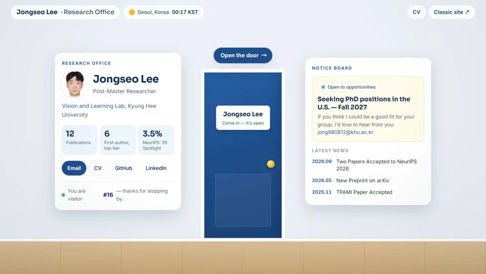 I turned my academic homepage into a 3D office you can walk into