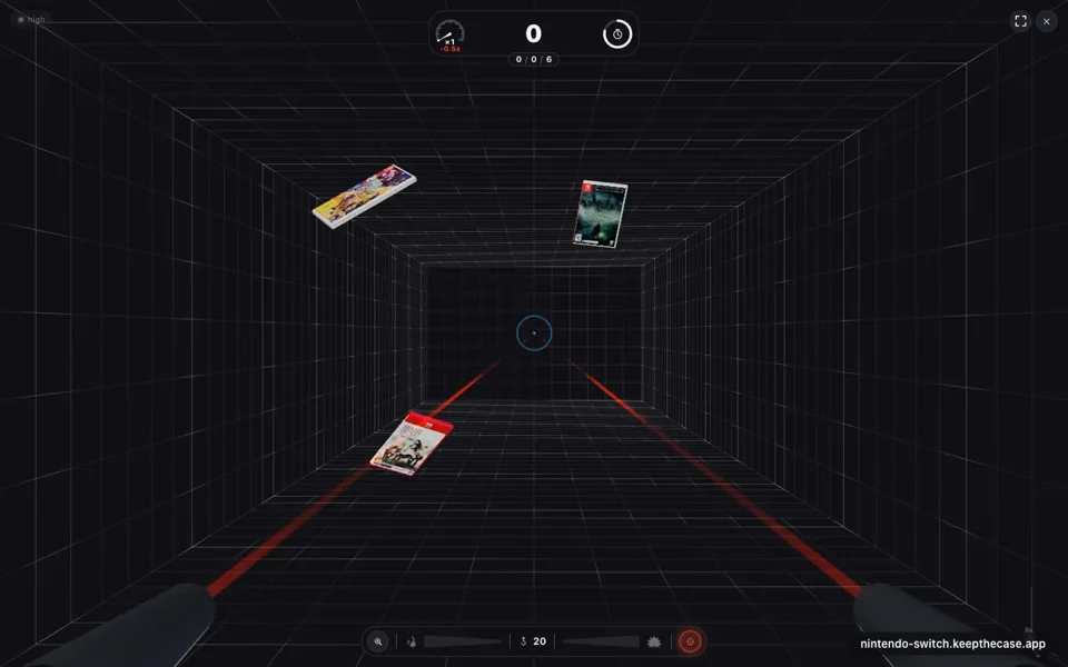 I made a three.js arcade where you blow up Game-Key Cards