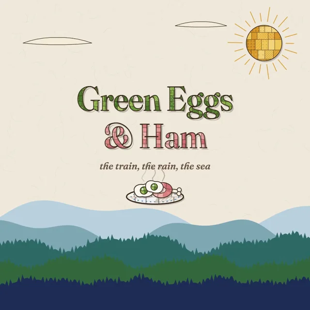 Green Eggs and Ham, retold as a patchwork quilt.