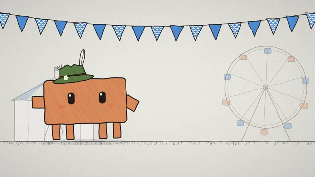 Line-art carnival scene animates a one-shot Oktoberfest short