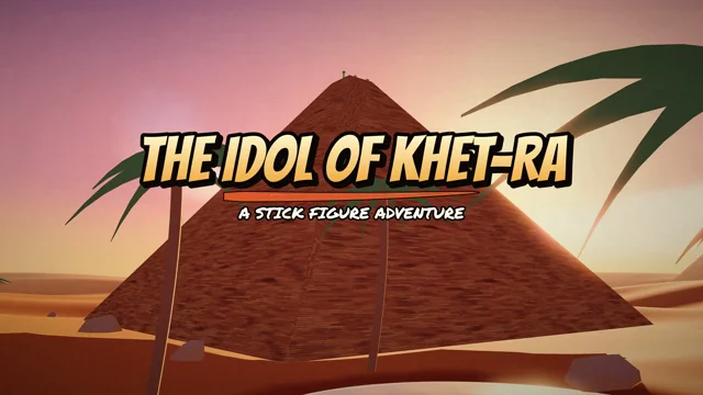 Stickman sword duel inside a torchlit Egyptian tomb