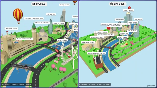 Benchmarking Opus 5.5 against GPT-6 Sol on complex 3D rendering and spatial reasoning.