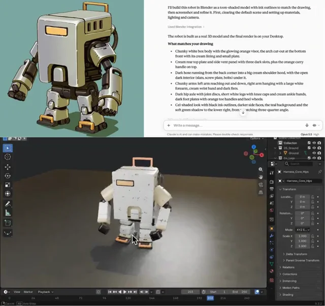 i tested Opus 5.5 with one robot drawing. it built a 271-part 3D model i can take apart in my browser.