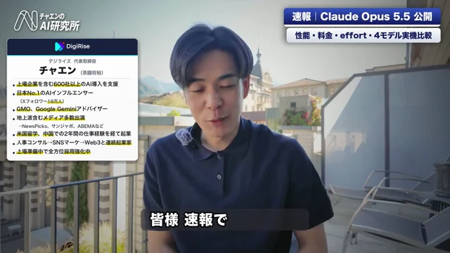 【動画解説】Claude Opus 5.5の性能と他モデル比較