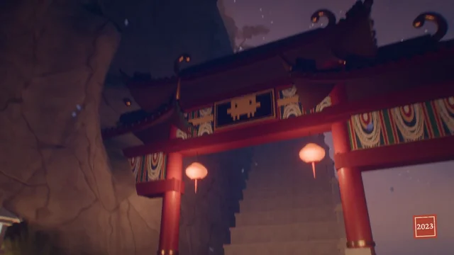Training montage of a mascot searching for dumplings in 3D