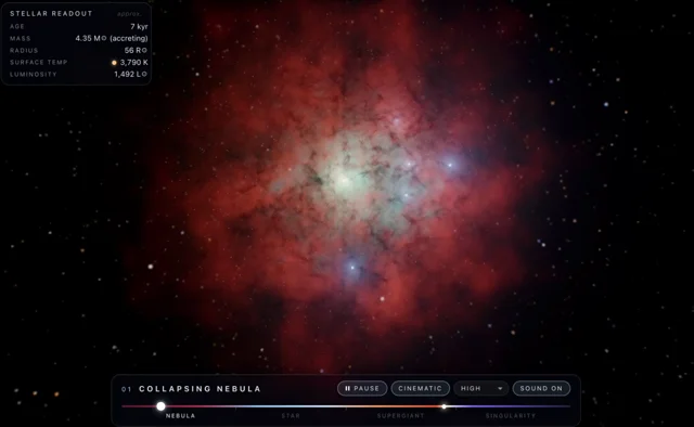 The life of a star, from a collapsing gas cloud to a blackhole, in 30 seconds. Built Singularity with…