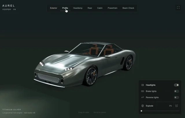Every panel, wheel and piston of this concept car is generated in code with zero external assets, all…