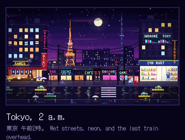 drafted an animated pixel art scene with opus 5.5.. this model is something