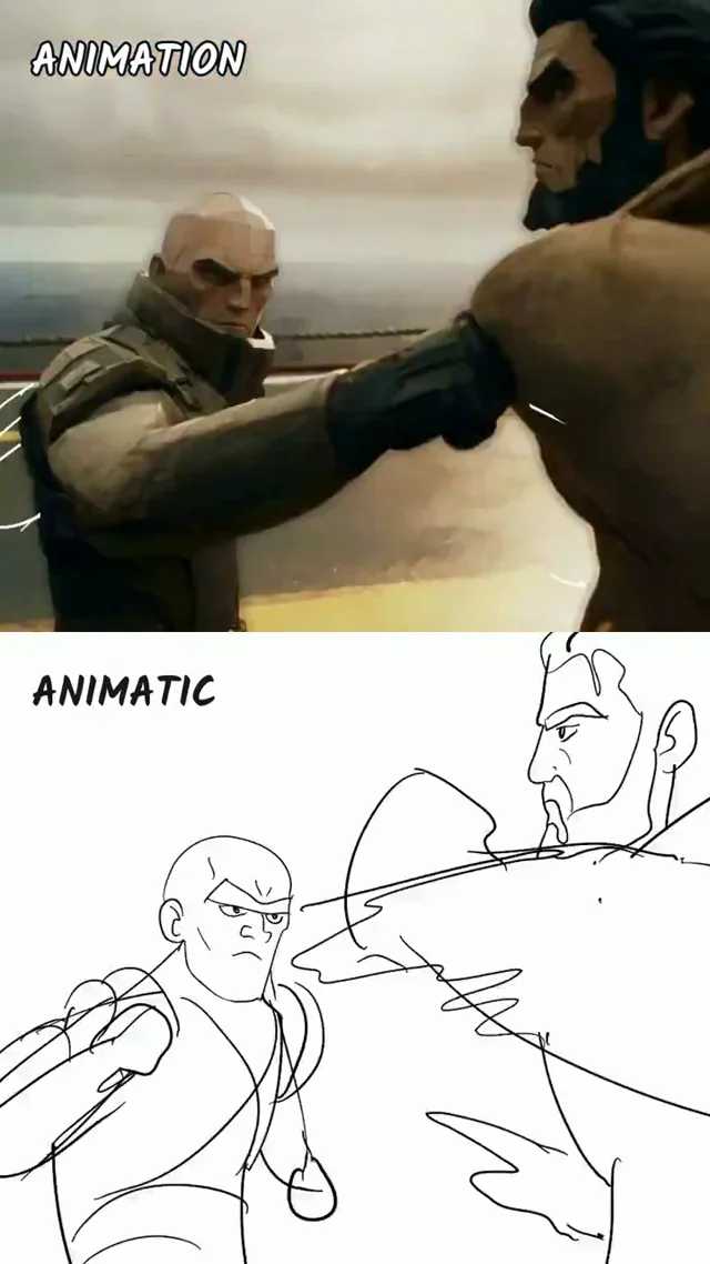 Animatic on the bottom, animation on top, and every cut, pose and hit in this fight comes from the…