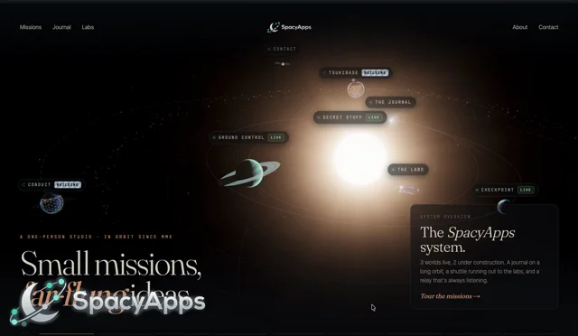 Big SpacyApps site update, built with two Claude models.