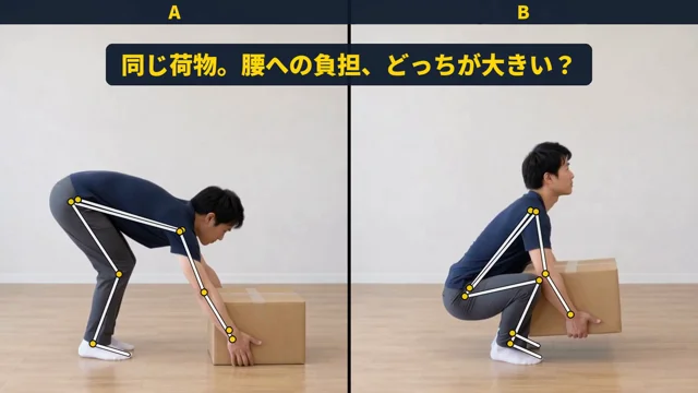 Opus 5.5に、腰を痛めない荷物の持ち方の解説動画を任せてみた。