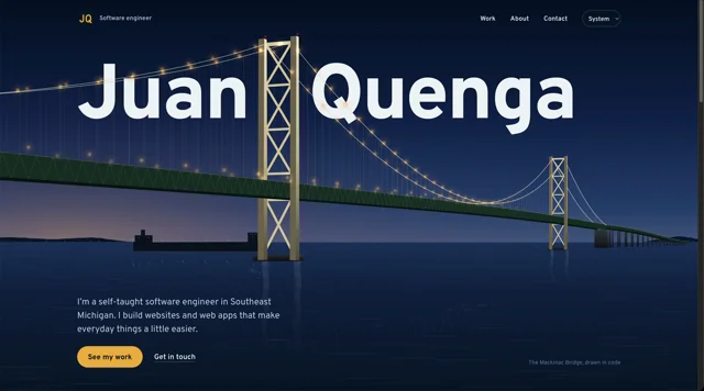 Opus 5.5 made the Mackinaw bridge, animated, all with code, no image generation.