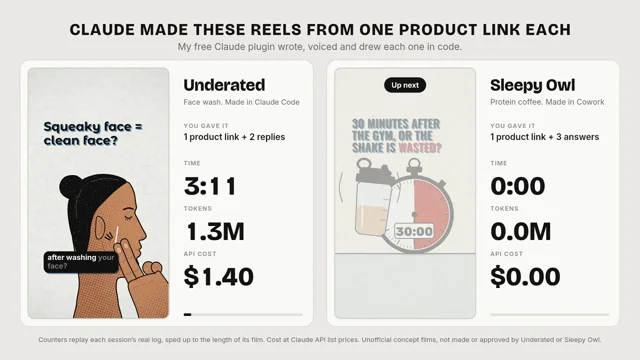 I built a free Claude plugin that makes explainer videos for brands. Each opens on a fact the viewer…