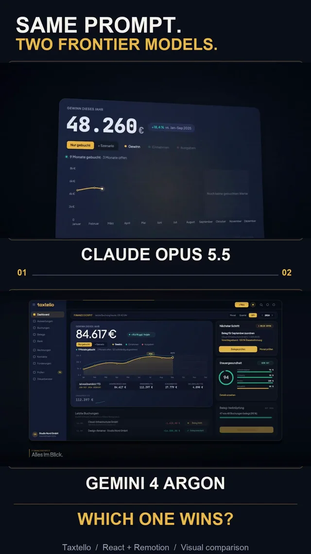 I gave Claude Opus 5.5 and the brand-new Gemini 4 Argon the exact same brief: make an Apple-level…
