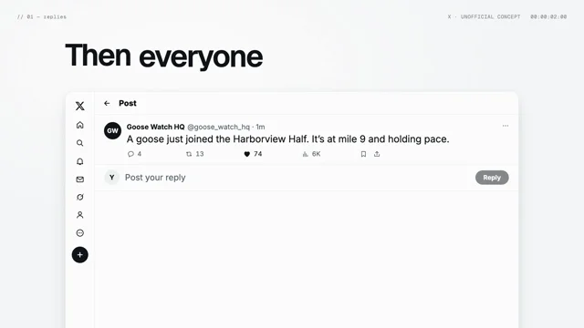 I made a launch video for X with Claude Code and Remotion. One made-up post about a goose in a half…